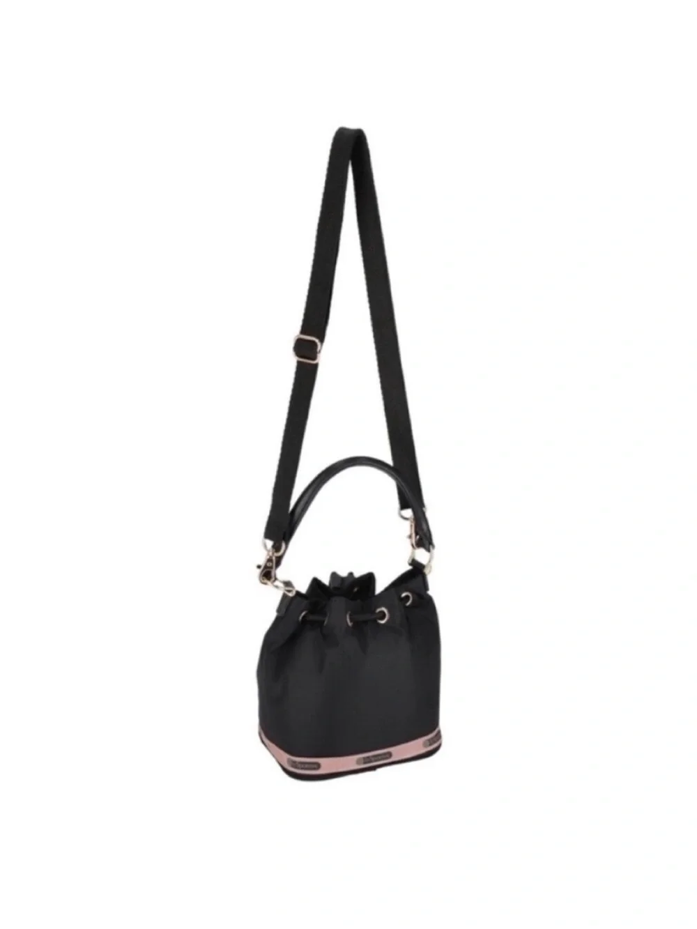 LeSportsac Atelier SMALL DRAWSTRING BAG Black and Pink Bag